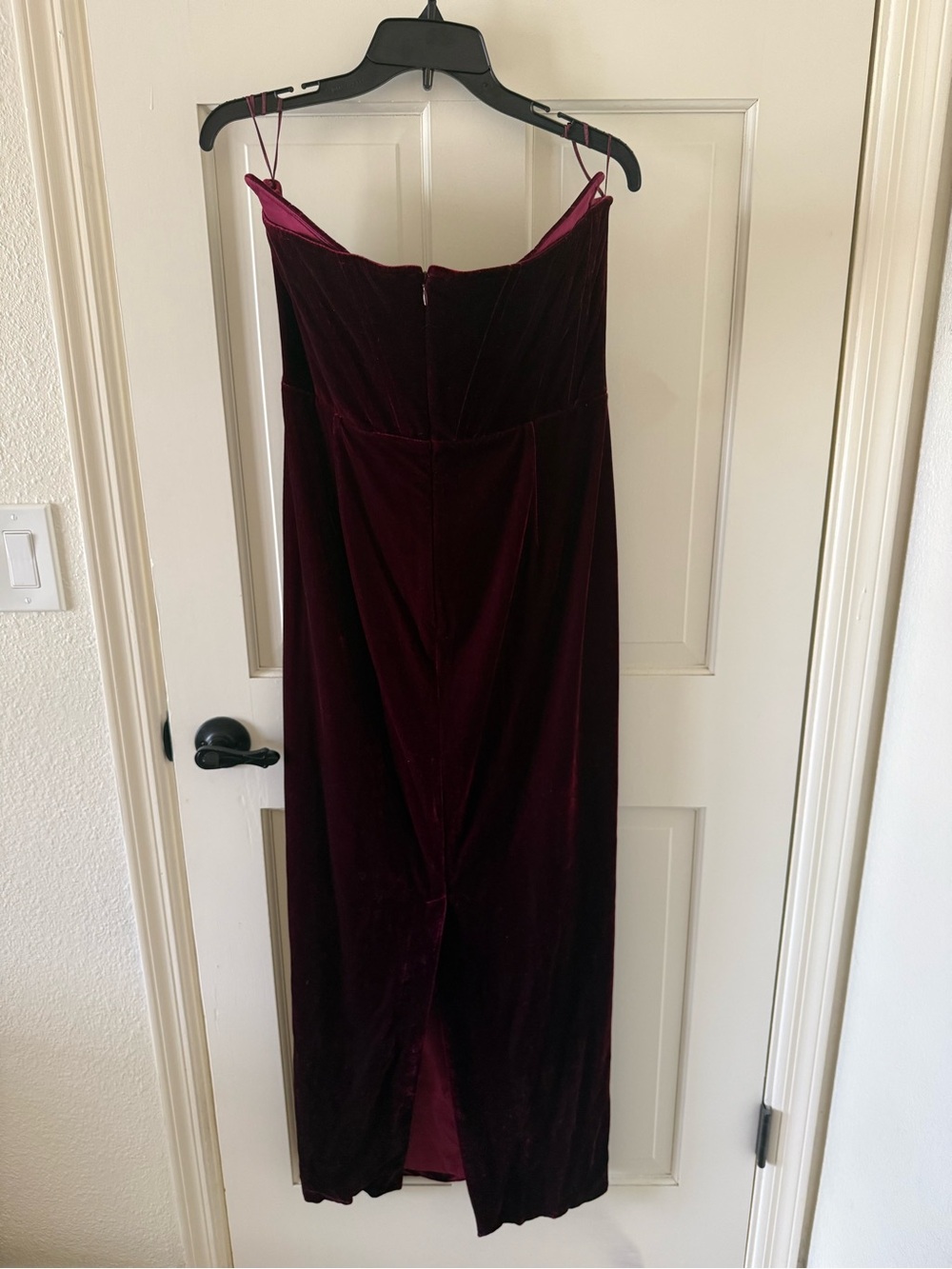 Strapless Velvet Evening Gown in Deep Wine - Picture 9 of 10